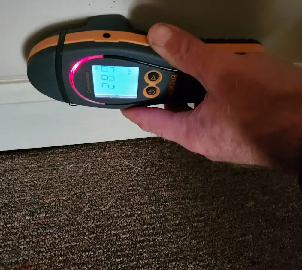Moisture detection at baseboard during Burst Pipe Cleanup in New York